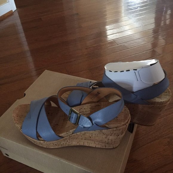 Kork-Ease Ava 2.0 Platform Sandals 9M - Cerulian Denim Light Blue Leather - Picture 3 of 4
